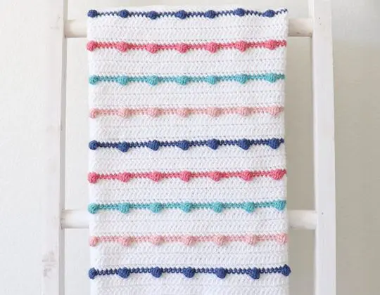 Crochet Bobble Lines Baby Blanket Pattern