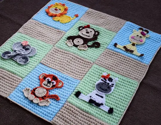 Crochet Jungle Friends Set Baby Blanket Pattern