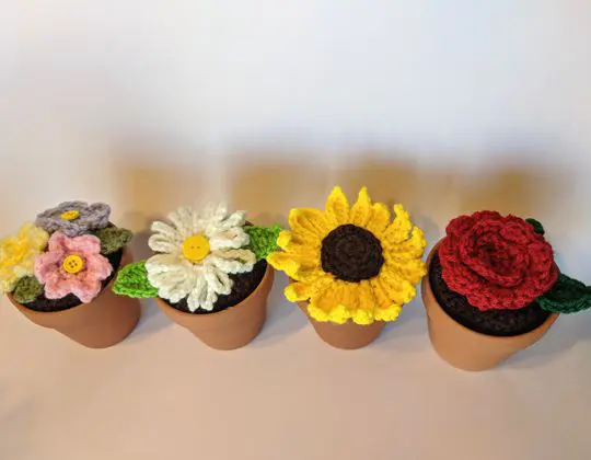 Potted Crochet Flowers Free Pattern