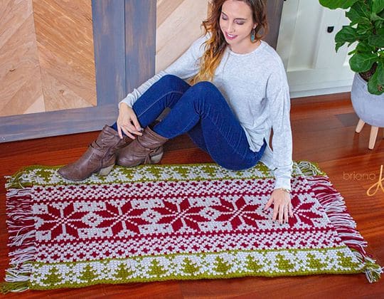 Easy crochet Holiday Fair Isle Rug free pattern