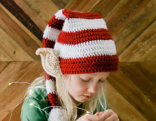 Easy crochet Santa’s Helper Elf Hat free pattern