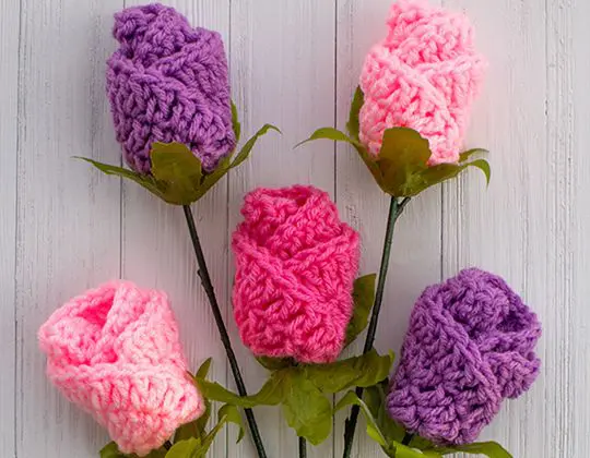 Crochet Simple Origami Rose Free Pattern