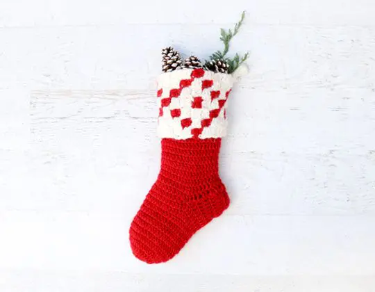 Easy crochet Stockholm Free Christmas Stocking free pattern