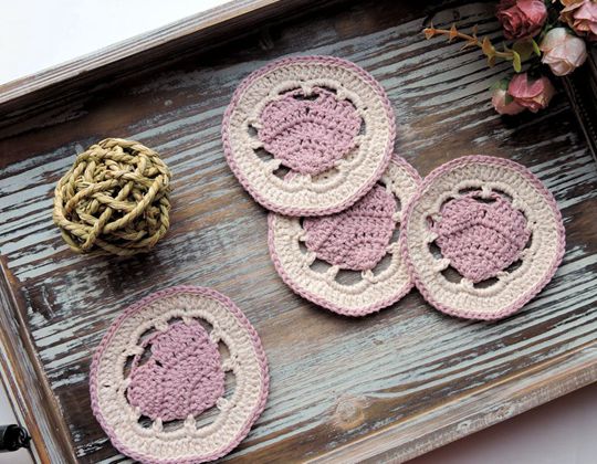 Crochet Belle Heart Coaster Free Pattern