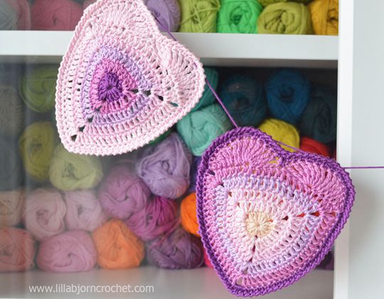 Crochet Ombre Heart Coaster Free Pattern
