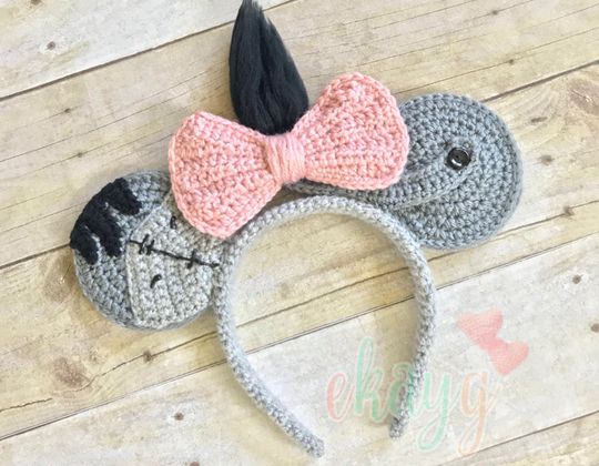 Crochet Eeyore Mouse Ears free pattern