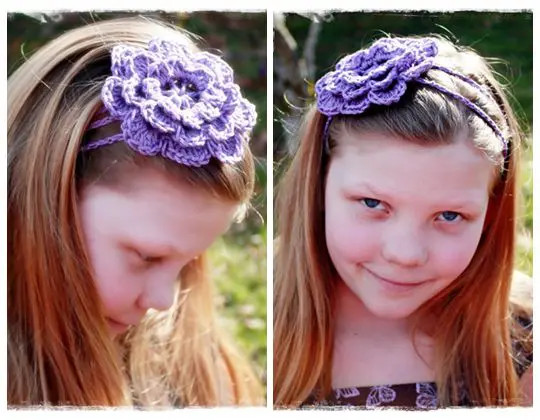 Crochet Hairband with Rose free pattern
