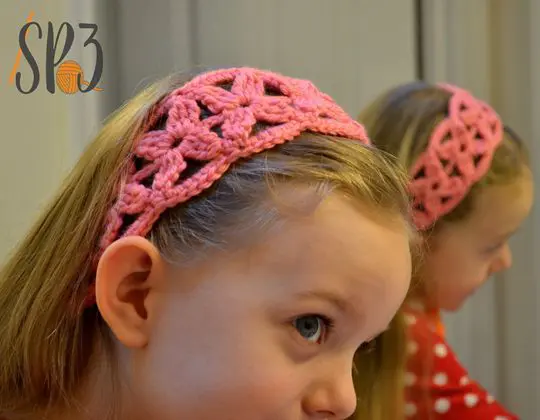 Crochet Simple Flower Headband free pattern