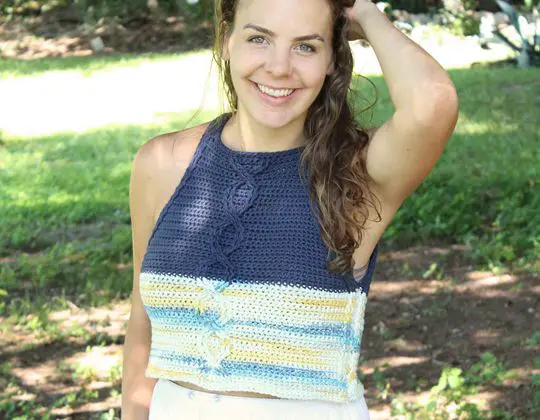 Crochet Cablework Crop easy pattern