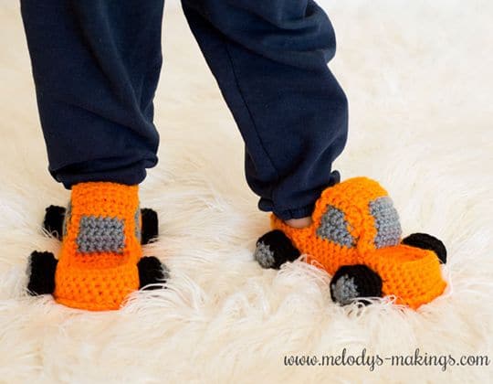 Crochet Monster Truck Slippers free pattern