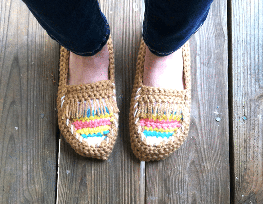 Crochet Tribal Moccasins Slippers free pattern