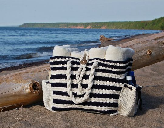 Crochet Nautical Knots Beach Tote Bag easy pattern