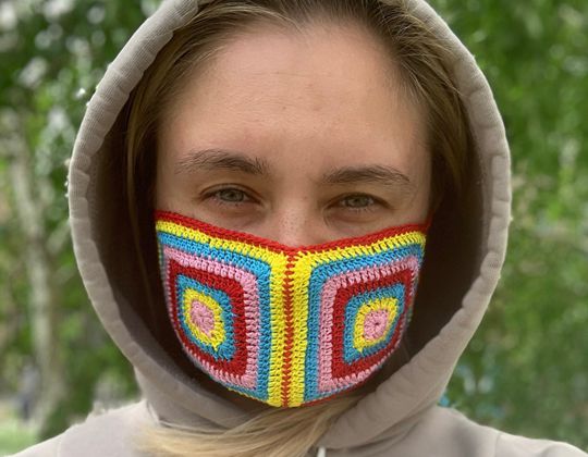 Crochet Rainbow Face Mask easy pattern - Crochet Pattern for Face Mask