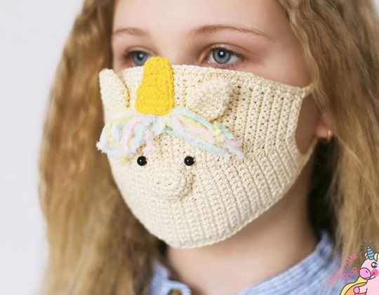 Unicorn Crochet Face Cover easy pattern - Crochet Pattern for Face Mask