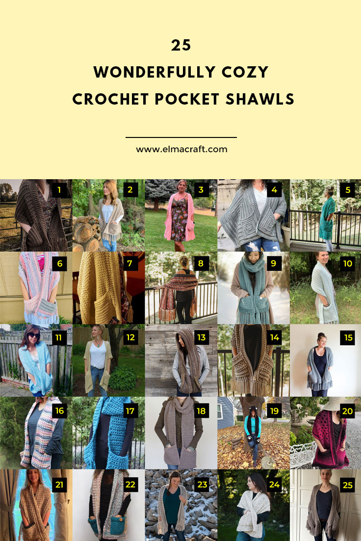 25 Wonderfully Cozy Crochet Pocket Shawls