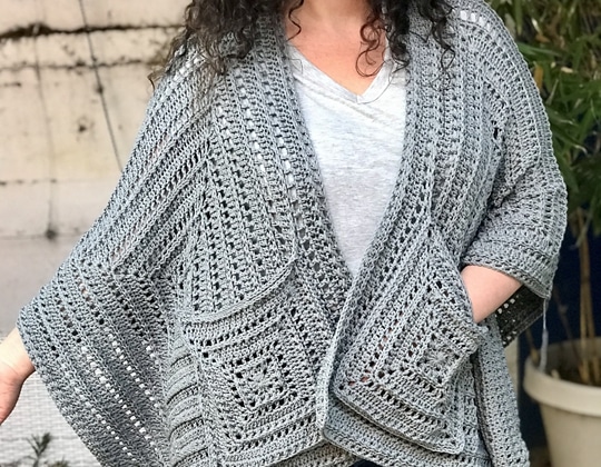 Crochet Lazy Diamond Boho Pocket Shawl free pattern - Crochet Pattern for Pocket Shawls