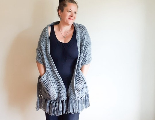 Crochet Sabrina Pocket Wrap free pattern - Crochet Pattern for Pocket Shawls