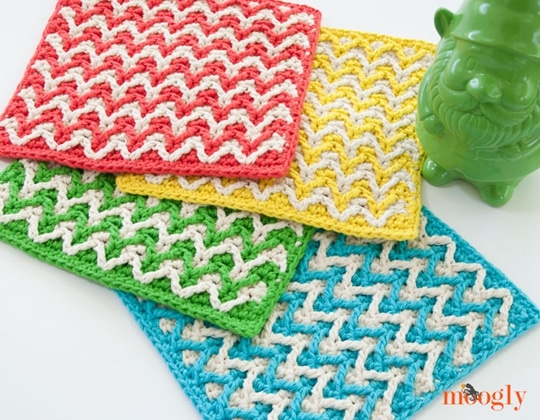 Crochet Bright Chevron Dishcloth free pattern - Crochet Pattern for Dishcloth