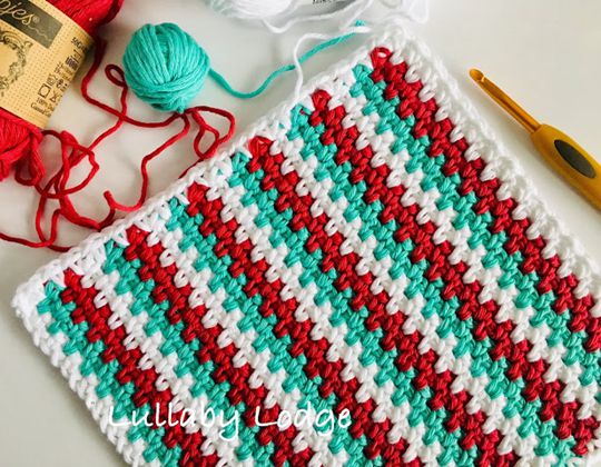 Crochet Candy Cane Dish Cloths free pattern - Crochet Pattern for Dishcloth