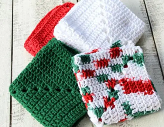 Crochet Christmas Granny Square Dishcloths free pattern - Crochet Pattern for Dishcloth