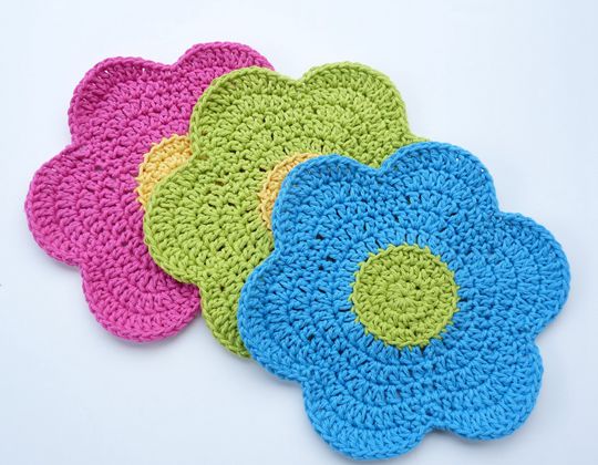 Crochet Flower Power Dishcloth free pattern - Crochet Pattern for Dishcloth