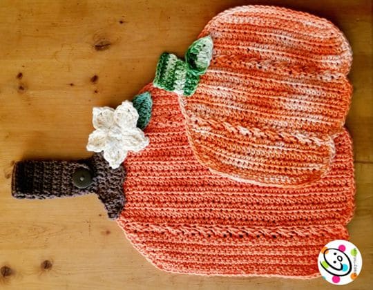 Crochet Hanging Pumpkin Cloth Set free pattern - Crochet Pattern for Dishcloth