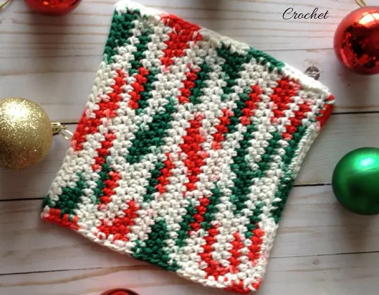 Crochet Merry Bright Dishcloth free pattern - Crochet Pattern for Dishcloth