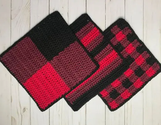 Crochet Buffalo Plaid Dishcloth Set easy pattern - Crochet Pattern for Dishcloth