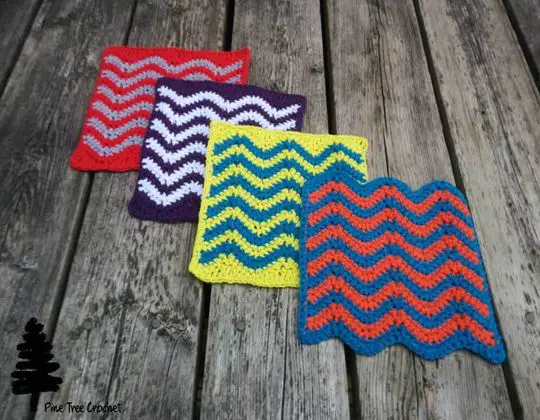 Crochet Colorful Chevron Dishcloth free pattern - Crochet Pattern for Dishcloth