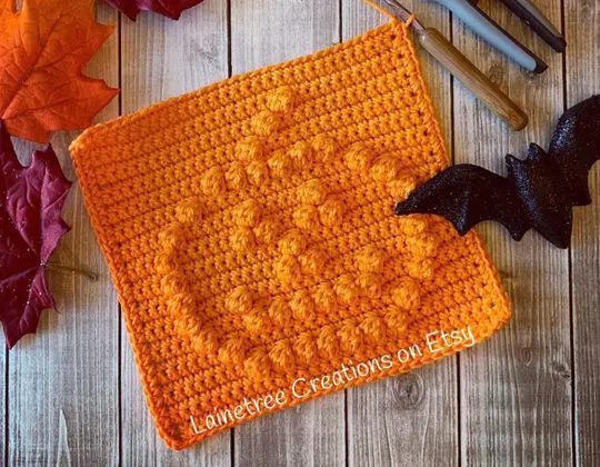 Crochet Jack-O-Lantern Dishcloth easy pattern - Crochet Pattern for Dishcloth