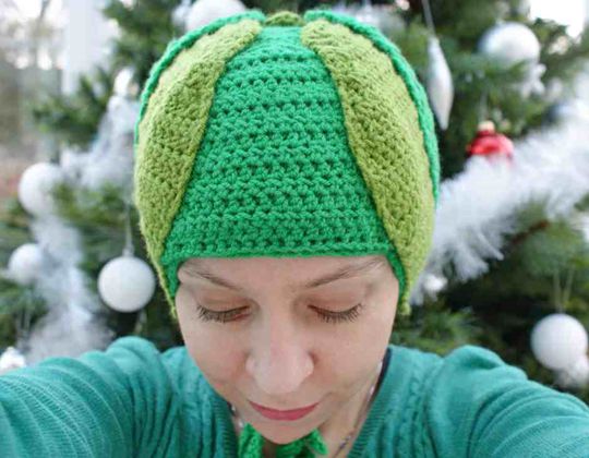 Crochet Brussels Sprout Christmas Hat free pattern - Crochet Pattern for Christmas Beanie
