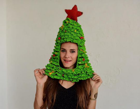 Crochet Christmas Tree Hat easy pattern - Crochet Pattern for Christmas Beanie