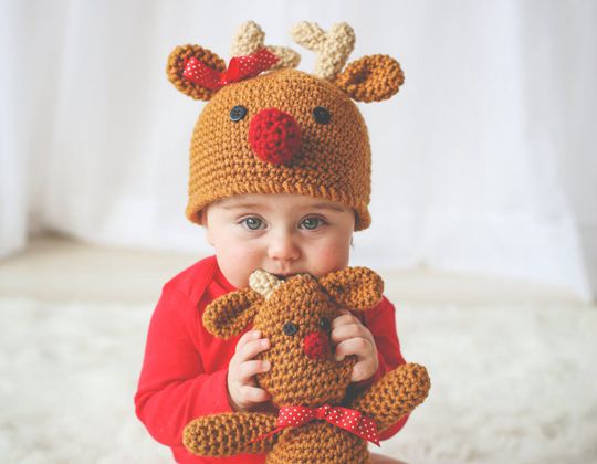 Crochet Reindeer Hat easy pattern - Crochet Pattern for Christmas Beanie