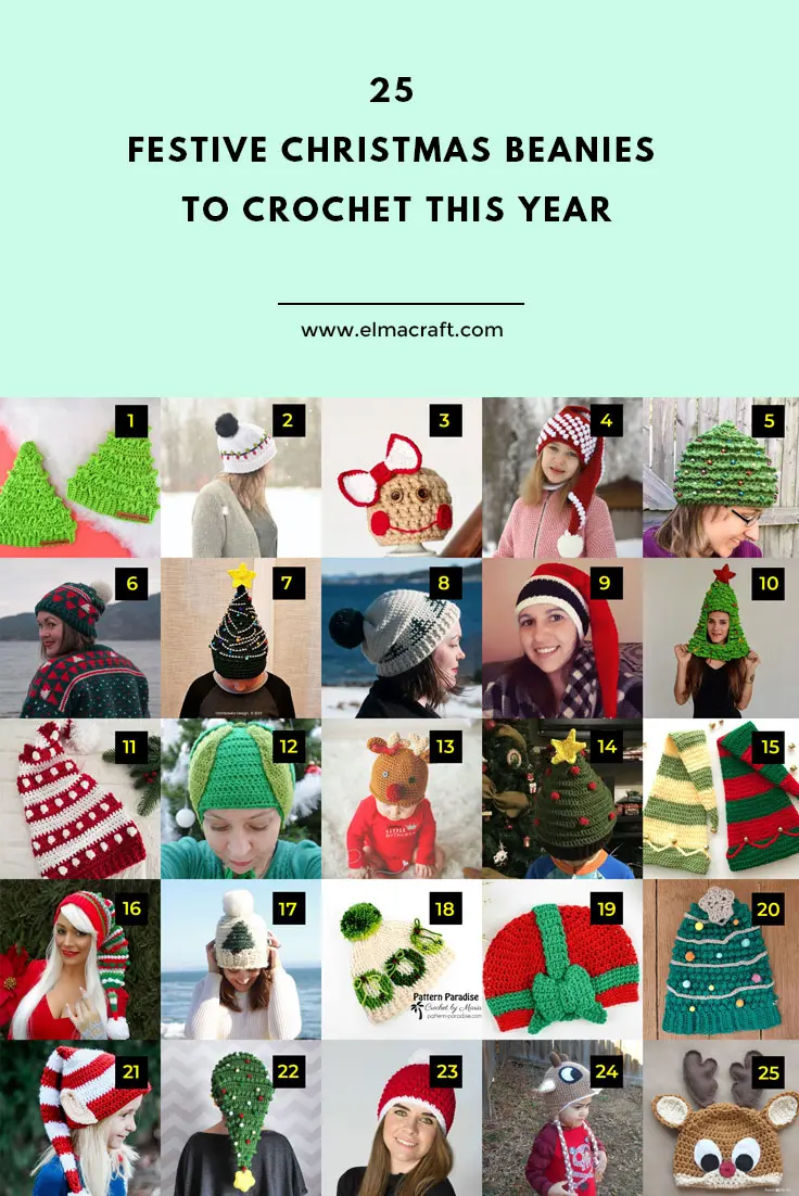 25 Festive Christmas Beanies to Crochet This Year